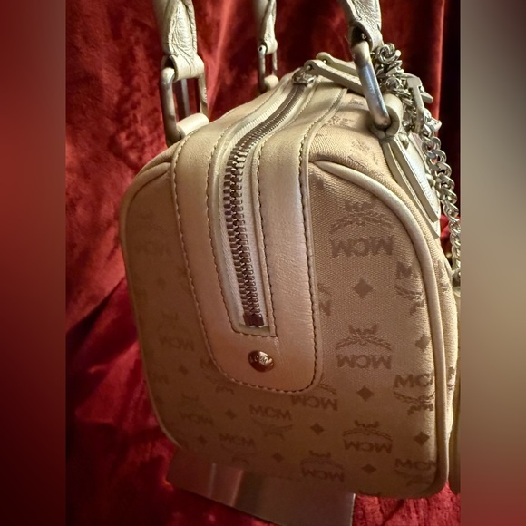 MCM Cream Satchel Bag with detachable tassel - Picture 3 of 15